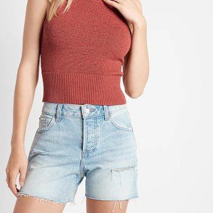 NWT Express Mid Rise Covered Button Fly Boyfriend Jean Shorts